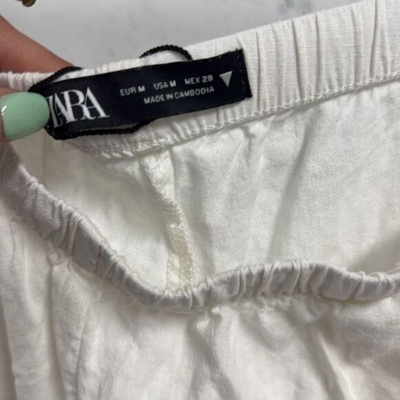 Zara White Lounge Pants - Size Medium Relaxed Fit Joggers - LIKE NEW - Picture 2 of 5